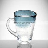 Blue Handle Wine Glass Cup Bubble Drinking Glass Cup With Handle thumbnail-1