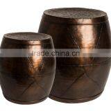 Set of 2 Copper Antique Stool thumbnail-1