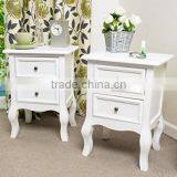 Set of Two Small Traditional Style Bedside Table in White thumbnail-1