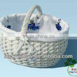 Oval White Willow Storage Basket With Handle &lining thumbnail-1