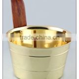Stainless Steel Brass Plated Sauna Bucket & Ladle