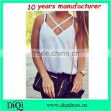 Crisscross Back Cami Top Wrap Front Ivory Color Tank Tops thumbnail-1