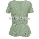 2015 High Quality Fashion Korean Style Green Color Ladies Tight Blouses thumbnail-2