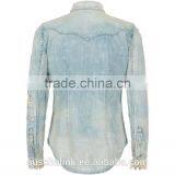 Ladies Twin Chest Pocket Fashion Cotton Jeans Shirt OEM Service thumbnail-2