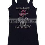 Womens Fashion T-shirt With Save a Horse Ride a Cowboy in Rhinestones thumbnail-2