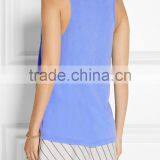 Blue Blank Gym Tank Top for Women thumbnail-4