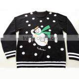 Snowman Pattern Men Pullover Black Ugly Christmas Sweater Design thumbnail-1