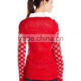 Women Red Sweater Sequined Glasses Santa Reindeer Pattern Christmas Souviners thumbnail-2