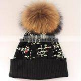 Myfur New Fashion Printing Beanie Winter Hat Type and Knitted Pompom Beanies thumbnail-5