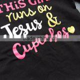 2016 New Spring Design "Jesus&Cupcake" Girls Outfits Black Sequins Pants Kids Clothing Suit With Matching Accessories thumbnail-4
