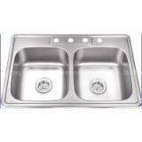 Stainless Steel Double Bowls Topmount 5050 Sink thumbnail-1