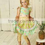 Hot Sale Summer 2pc Children Clothes Flutter Sleeve Knit Cotton Outfit Baby Girl Clothing thumbnail-4