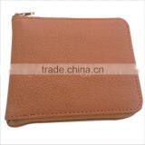 Genuine Cow Top Grain Leather Coin Purse Round Zip Credit Card Wallet thumbnail-3