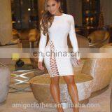 Amigo 2017 New Design Black Long Sleeve XXX Bandage Dress Midi Prom Dresses for Hot Body Ladies Party Wear thumbnail-1