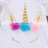 Baby Romper Long Sleeve Unicorn White Pink Soft Summer Baby Girl Cotton Romper thumbnail-3