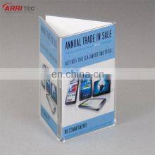 Countertop Plastic Drink Menu Holder 3 Sides Triple Clear Acrylic Menu Holder
