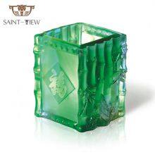 Colored Glaze Fancy Business Gift Auspicious Lions Animal Home Decor Pen Holder Desktop Display Rack Stand thumbnail-2