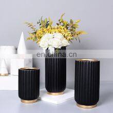 Hot Sales Nordic Modern Porcelain Black Matte Flowers Vases Ceramic Vase Pot Ornament for Festival Gift Wedding Decor thumbnail-2
