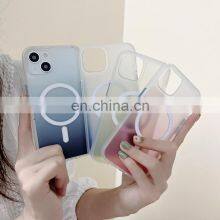 Wholesale Gradient Design Soft TPU Wireless Charging Case Upgraded Shockproof Magnetic Mobile Phone Case for IPhone 12 /13 thumbnail-1