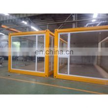 20ft prefabricated spliced  yellow granny garden container office with fixed glass wall and glass door