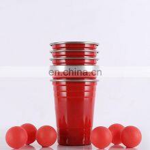Brand New Logo Drinking Metal 16oz Party Red Custom Reusable Stainless Steel Beer Pong Cups thumbnail-2