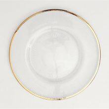Wholesale Banquet Wedding Gold Silver Rimmed Glass Charger Plate thumbnail-2
