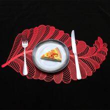 New Leaf Shape Plastic Placemats Colored Metallic Dining Table Mats Wholesale thumbnail-3
