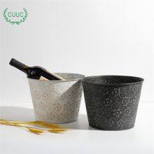 CUUC Embossed Christmas Tin Bucket Flower Pot for Home Decoration