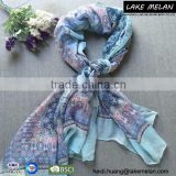 100% Polyester Lady's Woven Scarf With Cashew flowers Print For SS 16