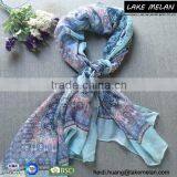 100% Polyester Lady's Woven Scarf With Cashew Flowers Print For SS 16 thumbnail-1