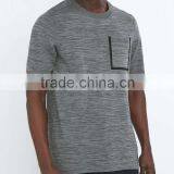 Fashionable Mens Knit Charcoal Grey Pocket T-shirts thumbnail-2