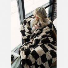 Lola Blankets Softest Ever Checker Faux Fur Blankets Double Sides Luxury Ruched Minky Throw Blanket Zero Shedding No Shedding thumbnail-2