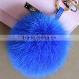 New Arrival Hot Selling 100% Real Fox Fur Pom Pom Leather Key Rings thumbnail-1