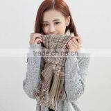 Newest Fringed Tassel Jacquard Checked Plaid Fashion Ladies Winter Wool Scarf thumbnail-1