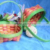 Compact and small round woven wooden picnic basket