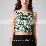 All Over Print Camis Bralet Floral Print Jersey Tights Cutaway Crop Top For Women Ladies