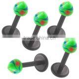 Black Labret Pierced Lip Tragus Ear Acrylic Cone Handpainted thumbnail-1