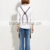 Vintage Canvas Barista Apron, Ivory Canvas With Dark Brown Leather Strap Apron thumbnail-3