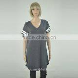 Women's V-neck Short Stripe Sleeve T-shirt thumbnail-3