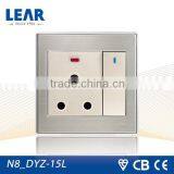 N8 Series Wall Switch 15A 1 Gang Switched Round-pin Socket With Neon