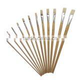 Natural Bristles Flat Shape Wood Handle Artist Oil Painting Brush Set