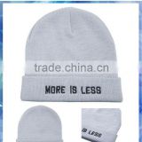 Contrast embroidered text cheap knit hat/hat knitting machine/south africa knitting hats