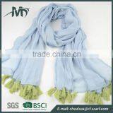 100% Viscose Lady Scarf Women Contrast Color Tassels Lace Scarf thumbnail-2