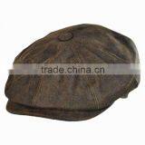 High quality custom made washed leather material newsboy cap