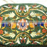 Green Marble Stone Inlay Oval Table Top