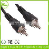 2m Single Mono RCA Phono Male Plug Audio Visual Gold-Plated Black Lead Audio Cable thumbnail-1