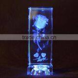 3D Clear Crystal Rose Cube