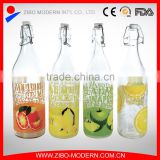 wholesale Beverage 1 Liter 1000ml Wine Juice Water Milk Glass Bottle with Hermetic Lid
