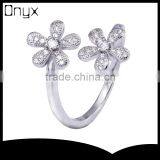 2015 Fashion 925 Sterling Silver Ring Twins Sunflower Desing Zircon Pave Setting Open Ring thumbnail-1