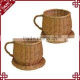 Indoor Desk Decoration Wicke Rwoven Novelty Small Teacup Planters thumbnail-2